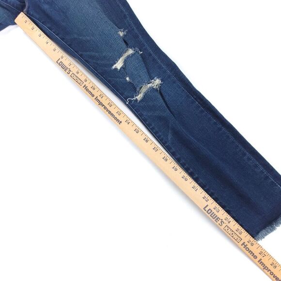 ABERCROMBIE Distressed Super Skinny Mid Rise Raw Hem Crop Jeans 90s Y2k 26 Short - Picture 4 of 8